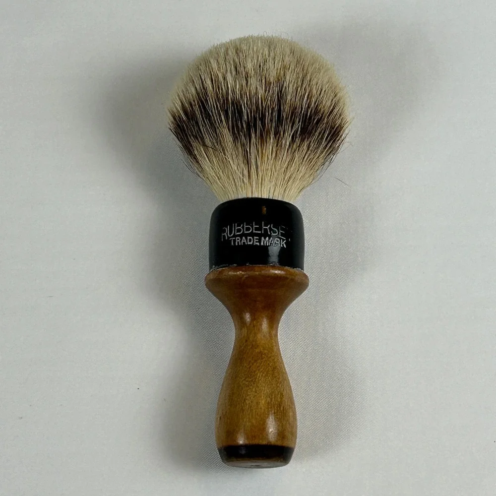 Vintage Rubberset Shaving Brush Wooden Handle Badger Style Bristles Barber Shop